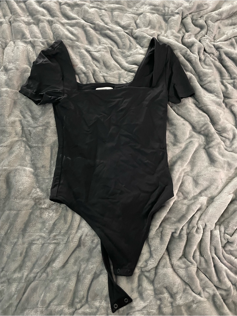 Aritzia Black Square-Neck One-Piece Bodysuit